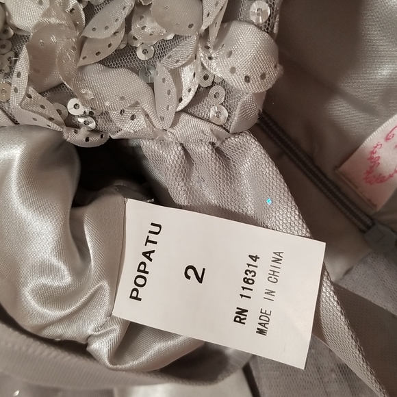 Popatu Toddler Girl's Dress Sequined Glittery Metallic Silver Gray Size 2 - Picture 9 of 10
